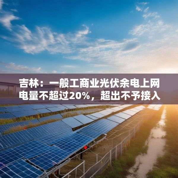 吉林：一般工商业光伏余电上网电量不超过20%，超出不予接入