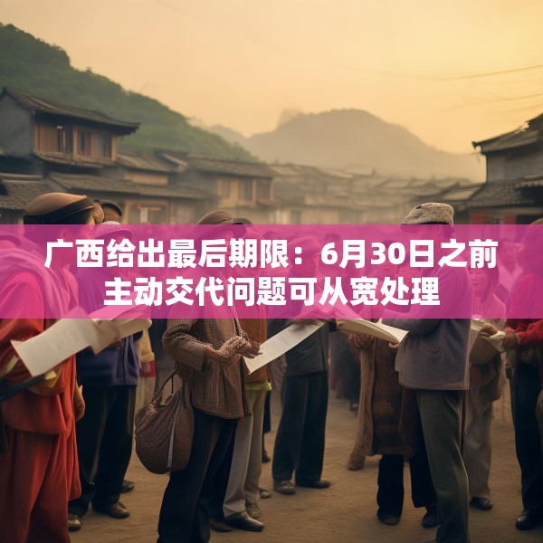 广西给出最后期限：6月30日之前主动交代问题可从宽处理