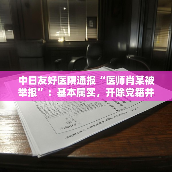 中日友好医院通报“医师肖某被举报”：基本属实，开除党籍并解聘