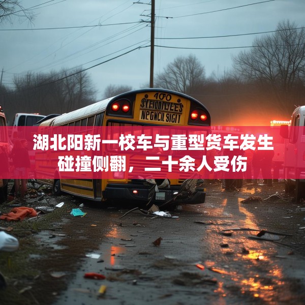湖北阳新一校车与重型货车发生碰撞侧翻，二十余人受伤