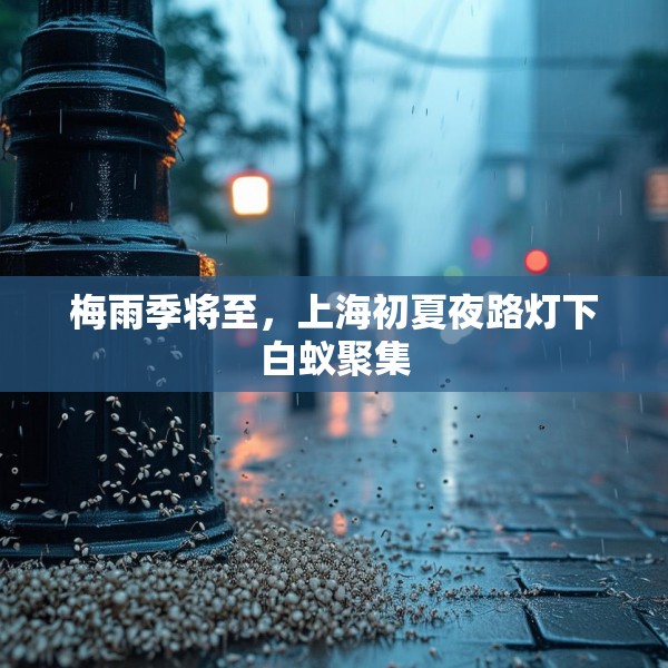 梅雨季将至，上海初夏夜路灯下白蚁聚集