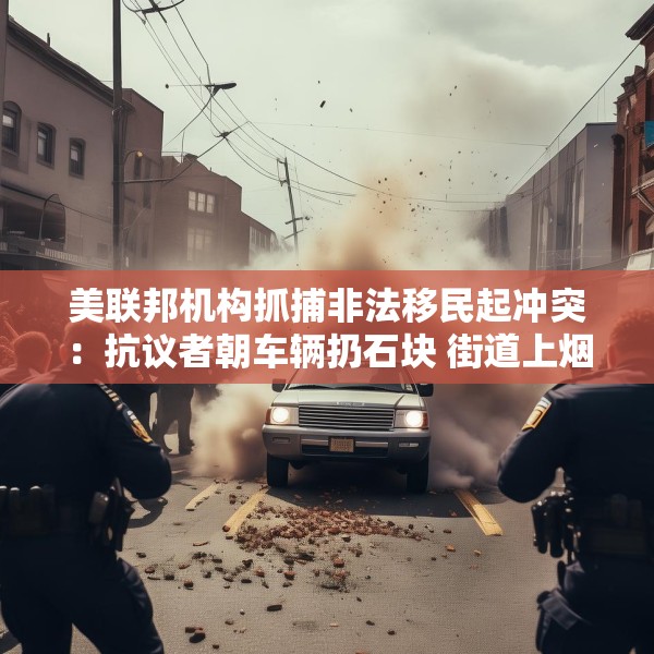 美联邦机构抓捕非法移民起冲突：抗议者朝车辆扔石块 街道上烟雾弥漫