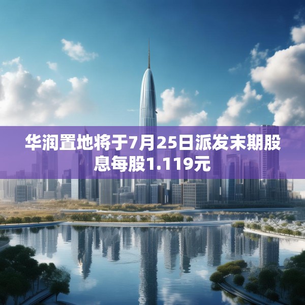 华润置地将于7月25日派发末期股息每股1.119元
