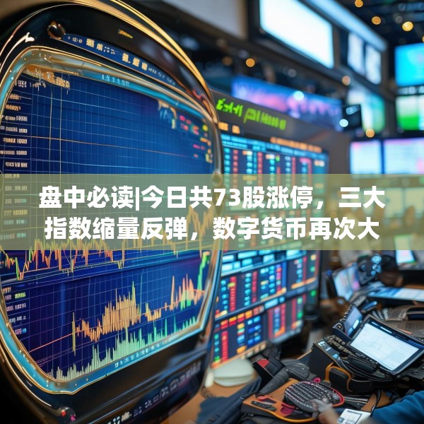 盘中必读|今日共73股涨停，三大指数缩量反弹，数字货币再次大涨