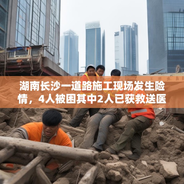 湖南长沙一道路施工现场发生险情，4人被困其中2人已获救送医院